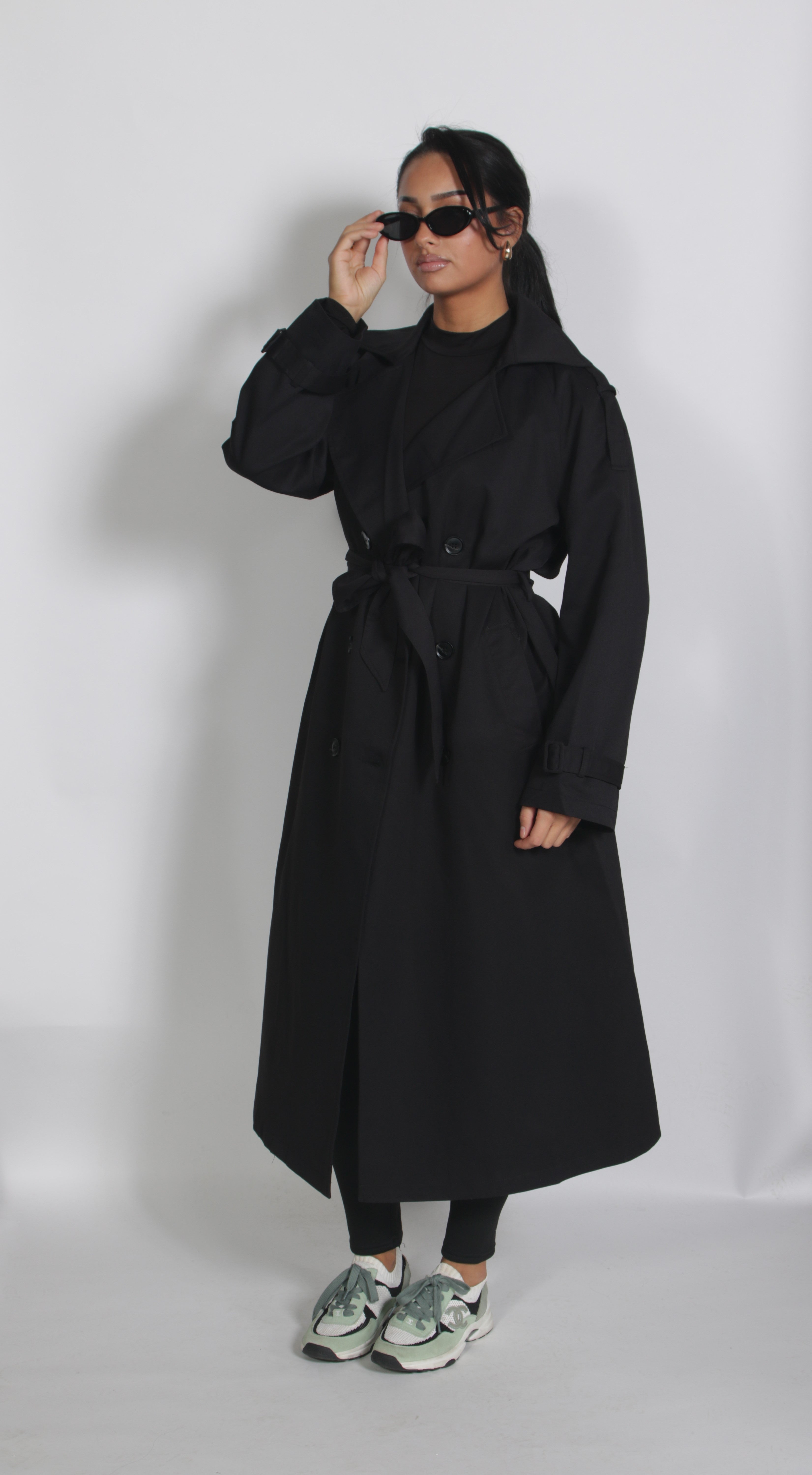 Maxi trench coat Black