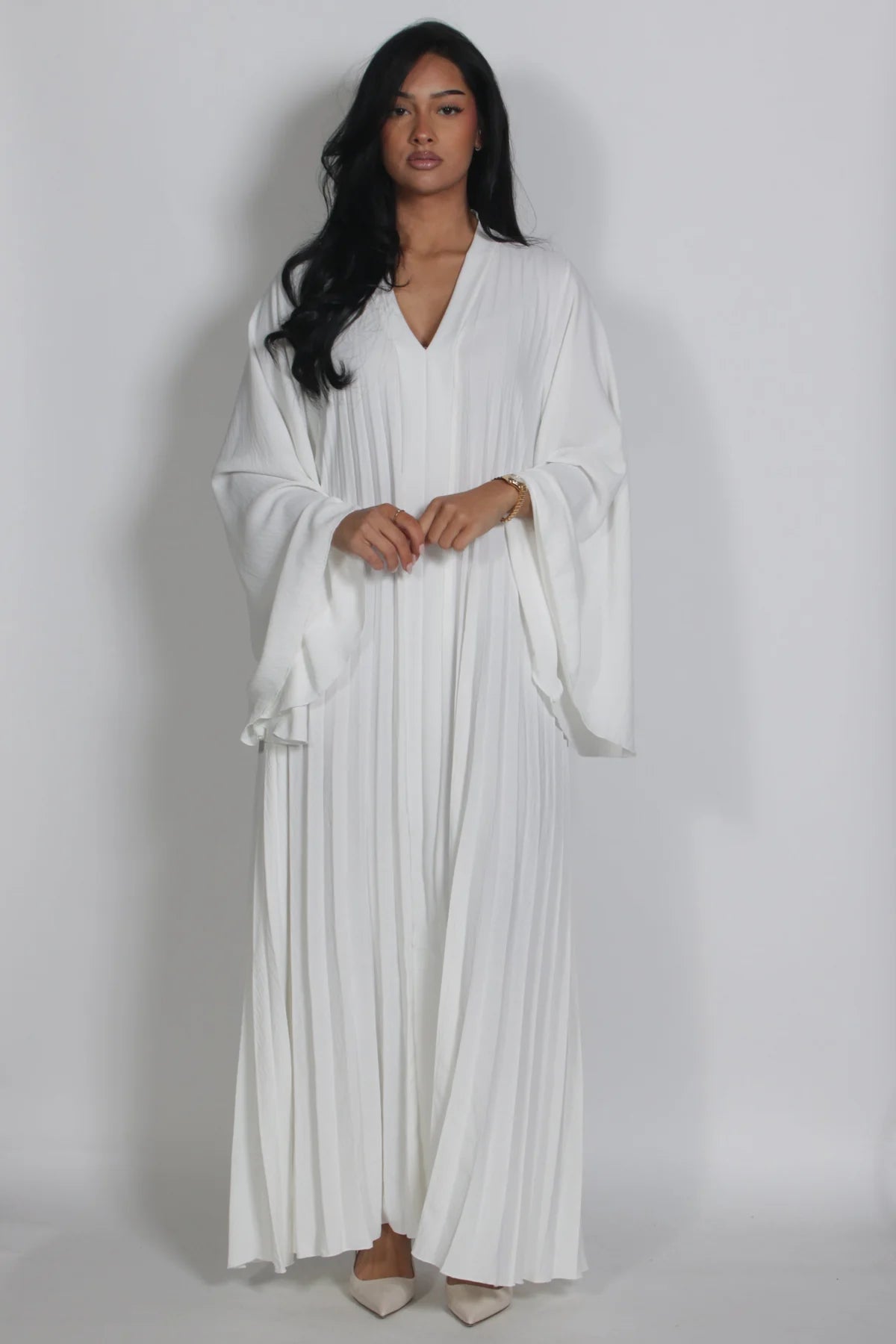 Pleated Dress White