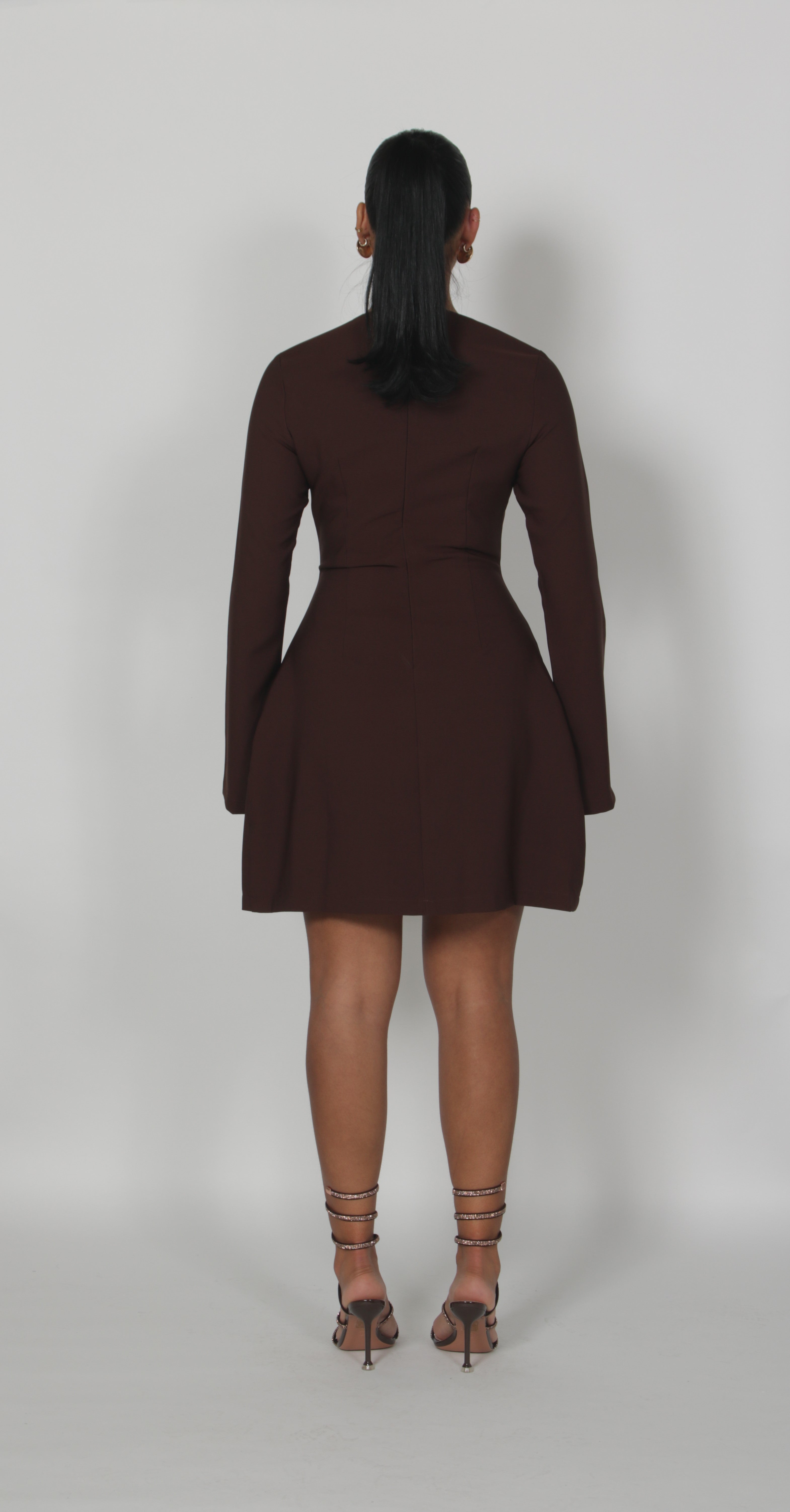 Long sleeve Silhouette dress Brown 