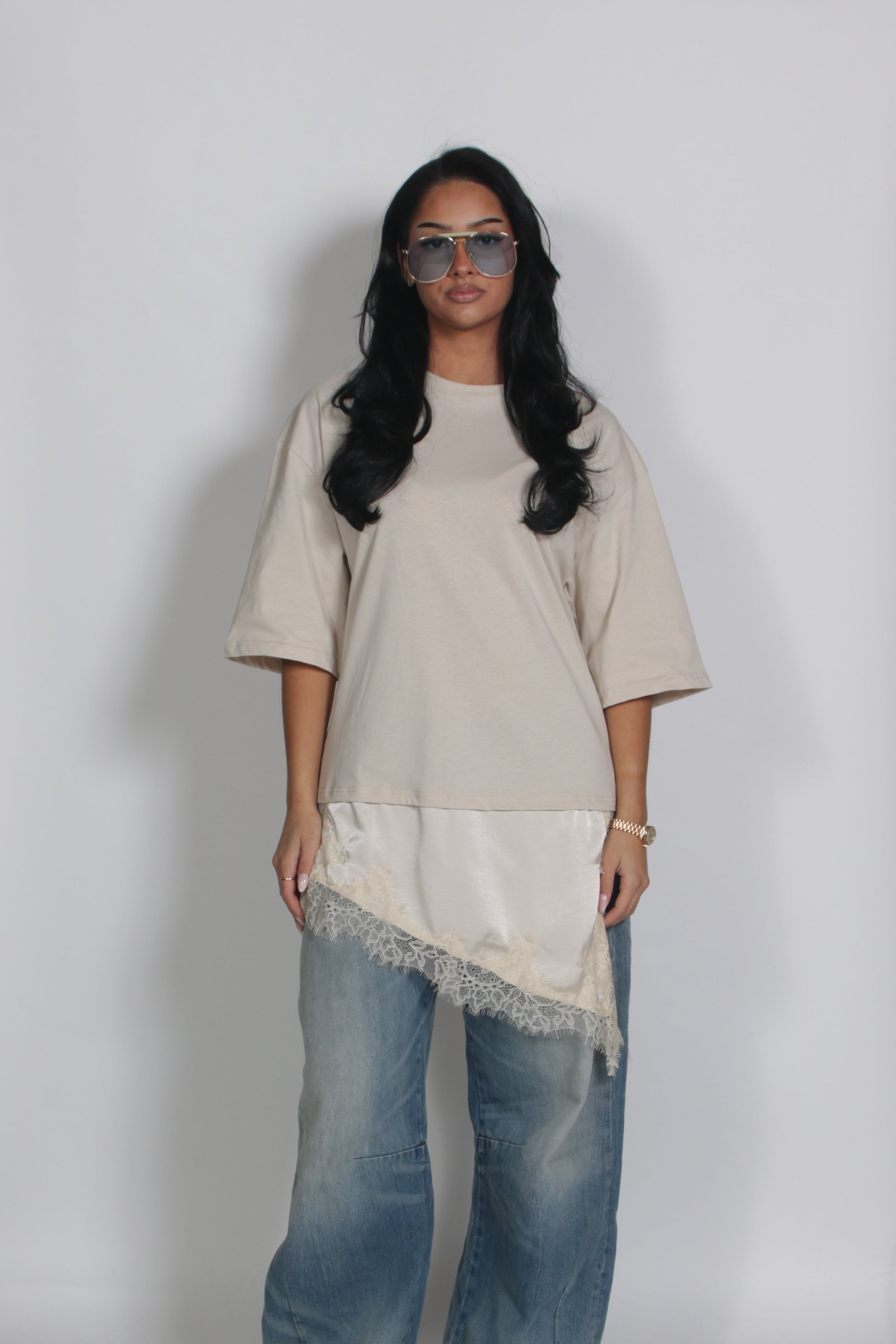 Lace shirt Beige