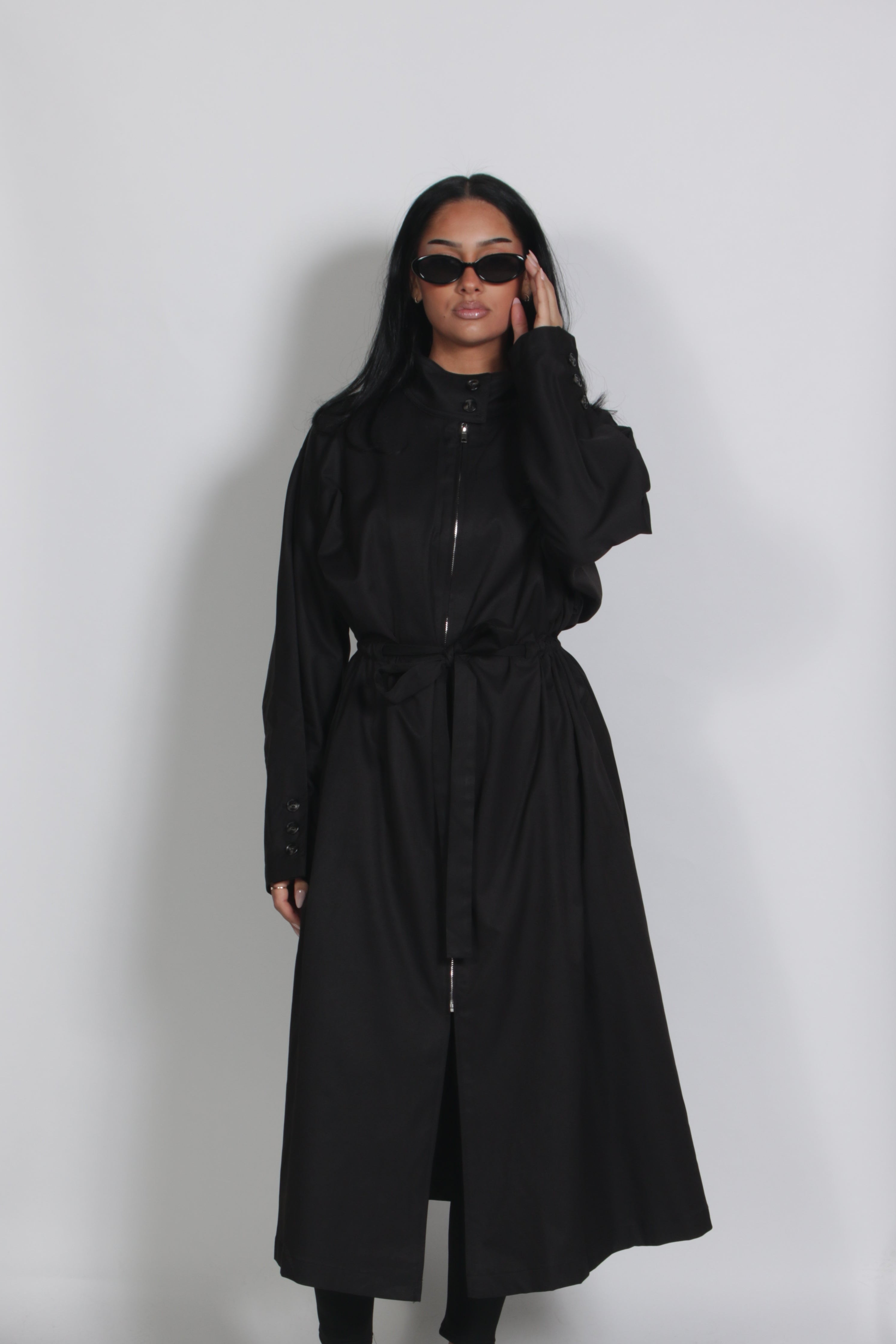 Zip up trench coat Black 